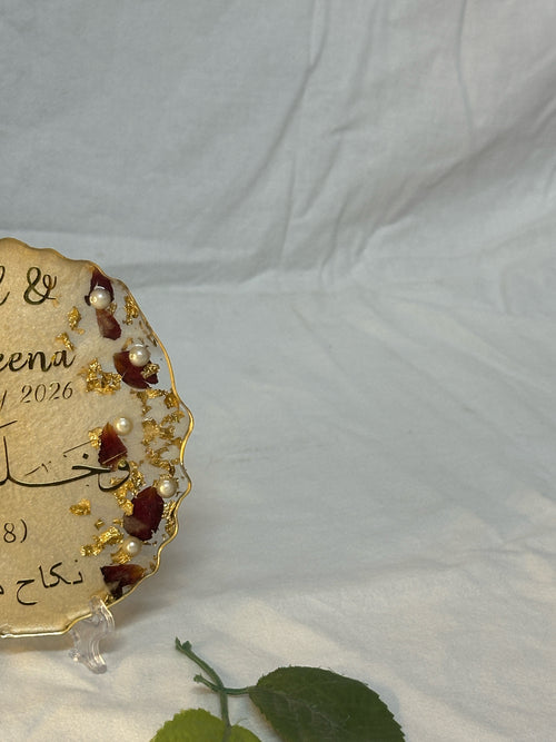 Customised Islamic Nikkah Resin Plaque with Stand(5 inches)